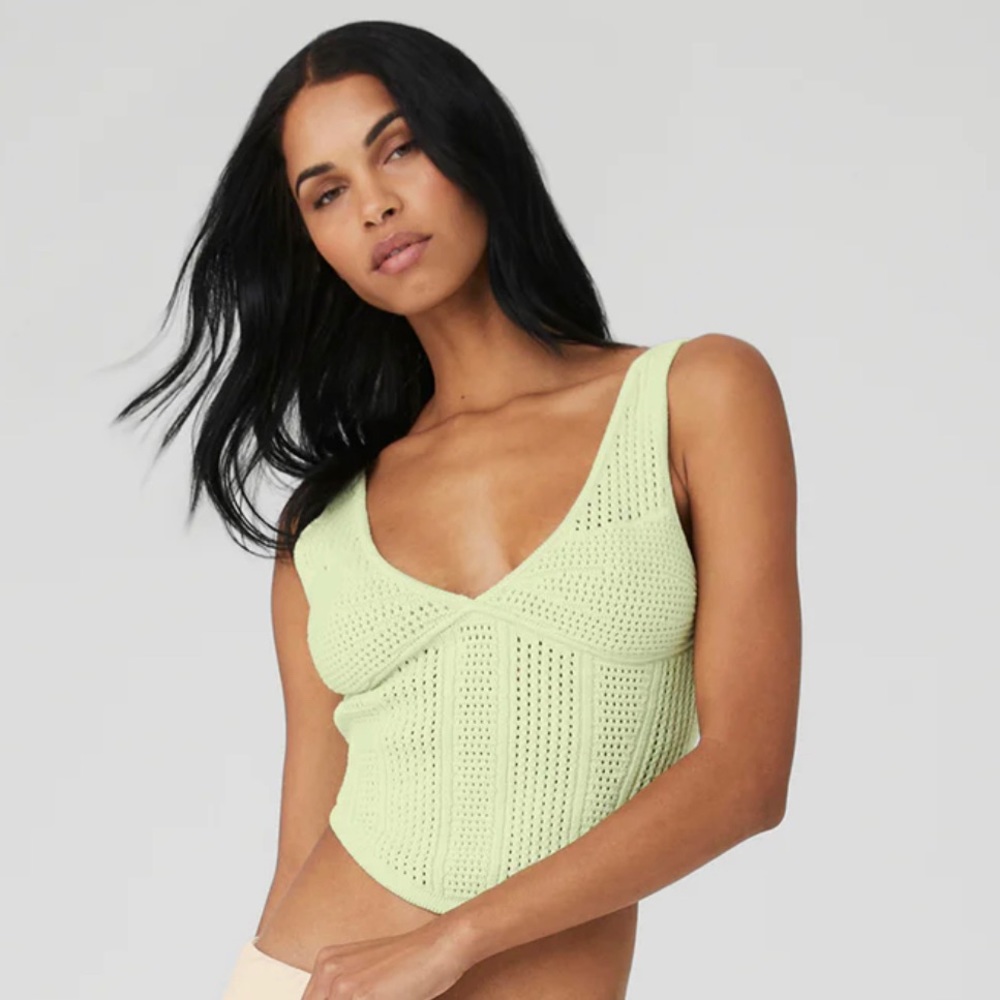 Alo Open-Knit Chase The Sun Corset Tank